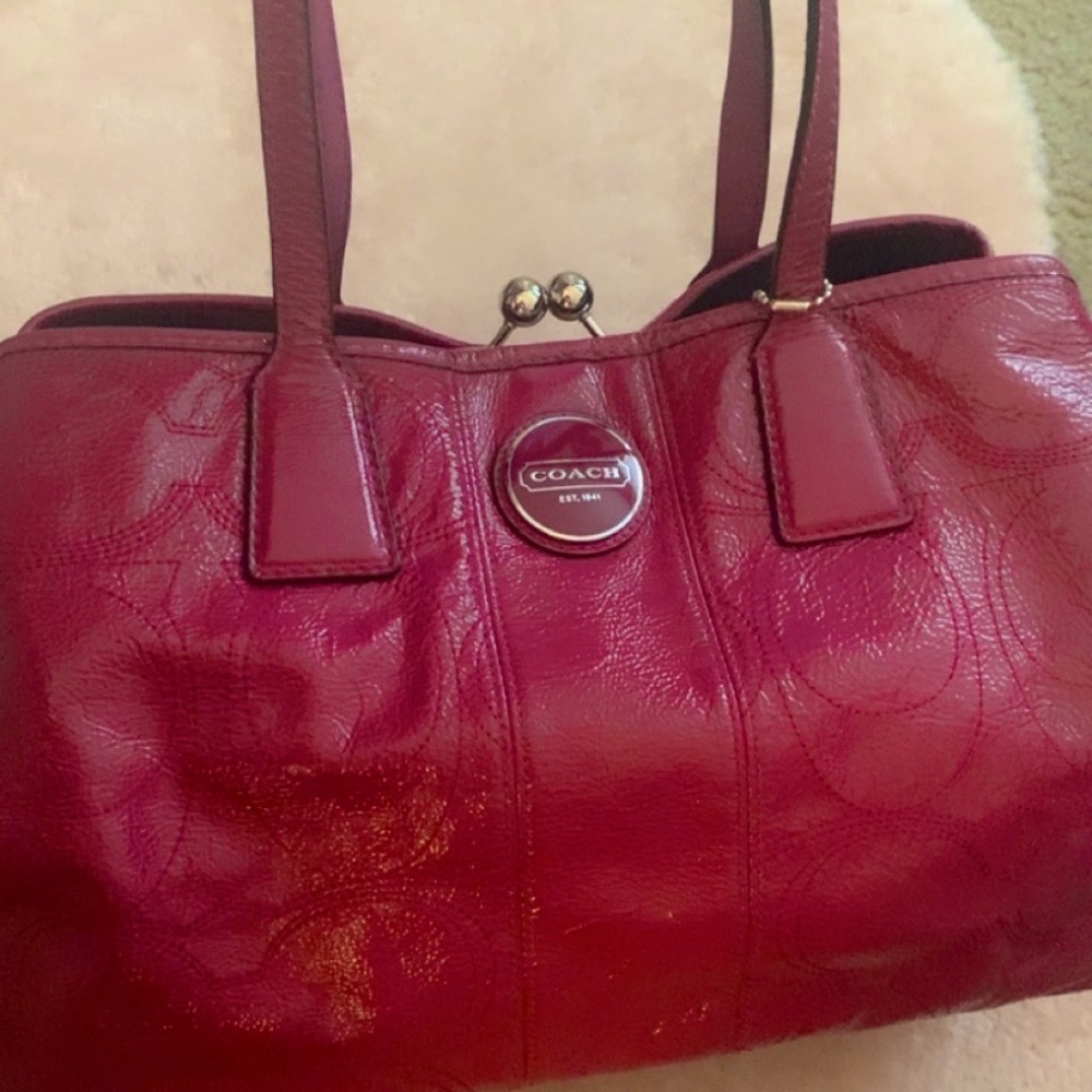 Coach Patent Leather hot pink Kiss-lock purse